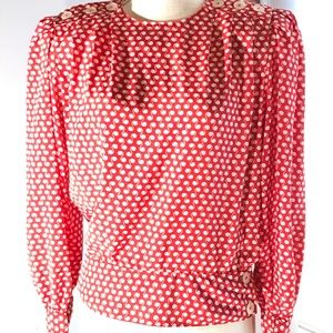Vintage Red Patterned Blouse